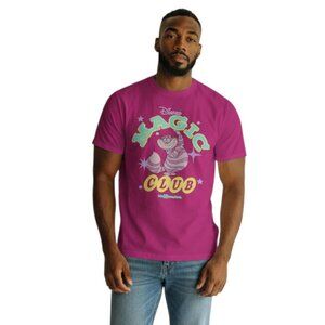 Disney Adult Size XL T-Shirt Pink Cheshire Cat Alice In Wonderland Magic Club